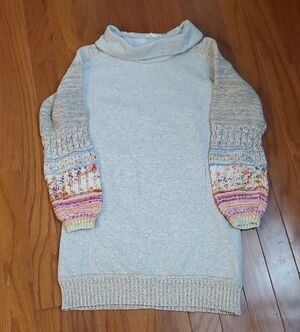 Daily Practice Anthropologie Sweater Dress Gray with knit sleeves Size Small